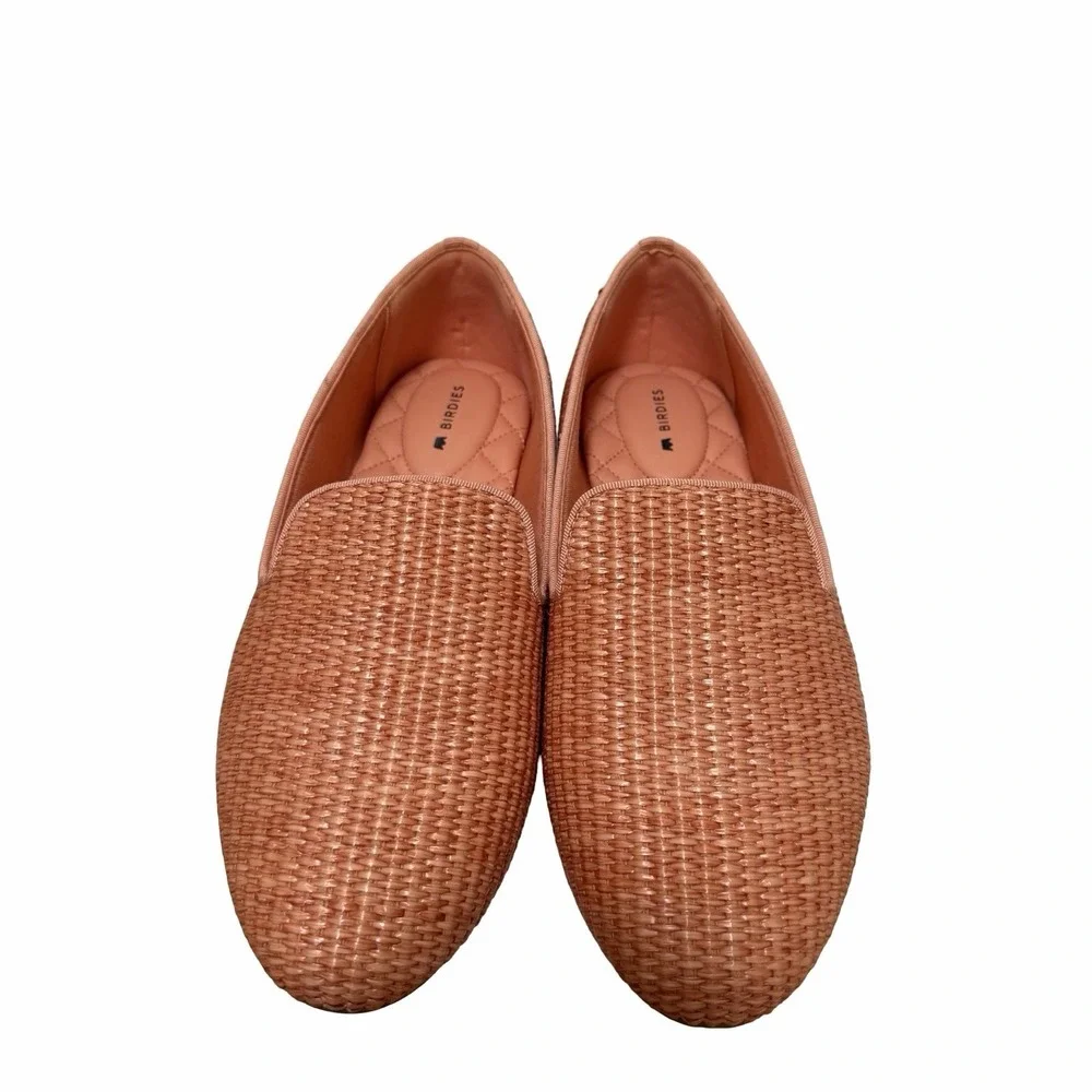 Birdies The Startling Raffia Flats Womens US 9.5 Coral Comfort Slip On Shoe NWOB